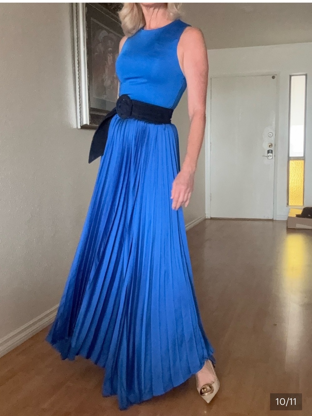 Alice + Olivia Chara Blue Pleated Maxi dress 2 $595 NEW - Picture 10 of 11